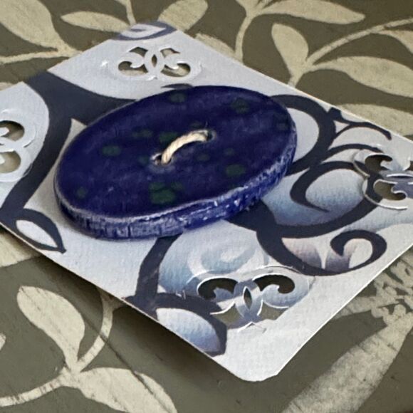 Blue and Green Oval Ceramic Button - Picture 5 of 5